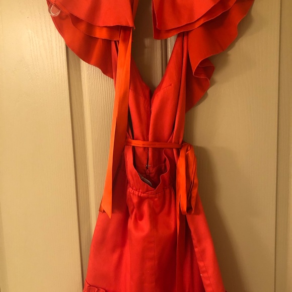 Bebe Orange Ruffle Halter Dress - Picture 6 of 8